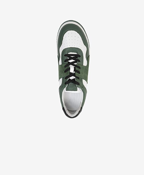 Erkek Yeşil Beyaz Hakiki Deri Sneaker Ayakkabı