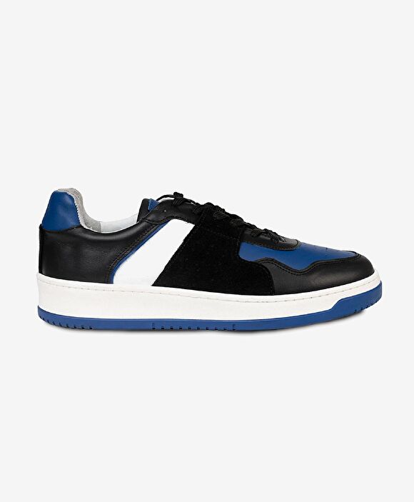 Erkek Siyah Mavi Beyaz Hakiki Deri Sneaker Ayakkabı