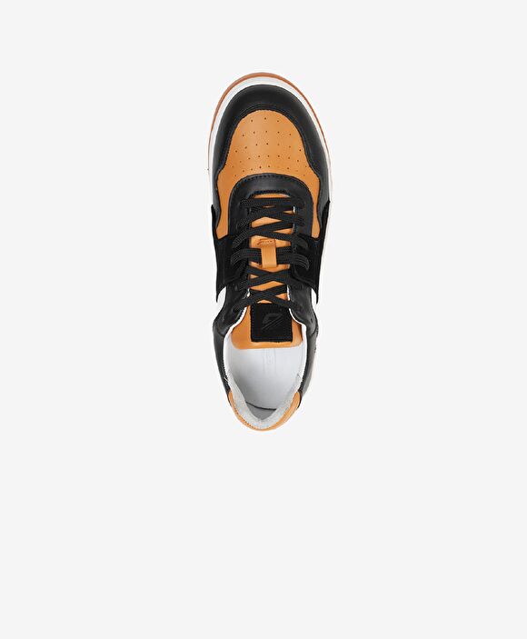 Erkek Siyah Turuncu Beyaz Hakiki Deri Sneaker Ayakkabı