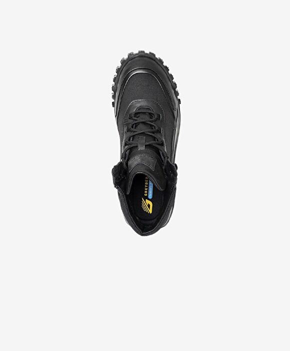 Erkek Siyah Hakiki Deri Memory Foam Taban Sneaker Bot