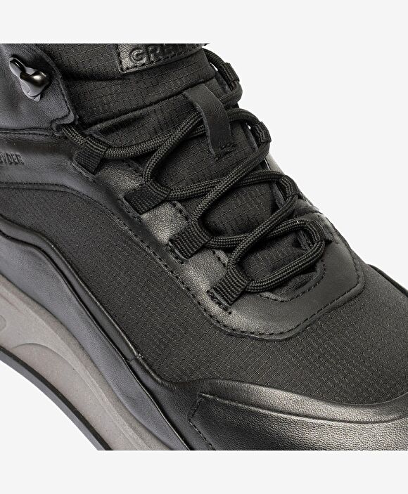 Erkek Siyah Hakiki Deri Memory Foam Taban Sneaker Bot