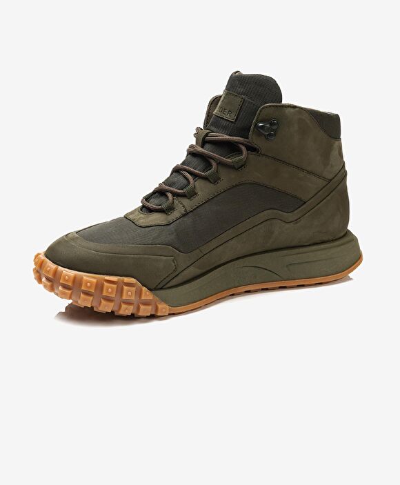 Erkek Haki Hakiki Deri Sneaker Bot
