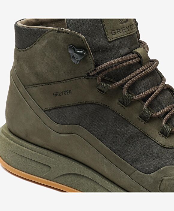 Erkek Haki Hakiki Deri Sneaker Bot