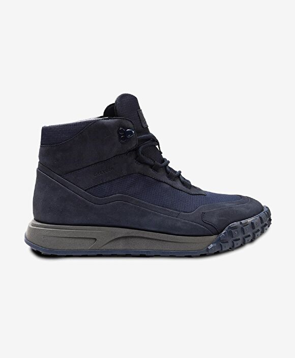 Erkek Lacivert Hakiki Deri Sneaker Bot