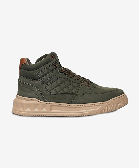 Erkek Haki Hakiki Deri Sneaker Bot