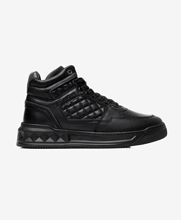 Erkek Siyah Hakiki Deri Sneaker Bot