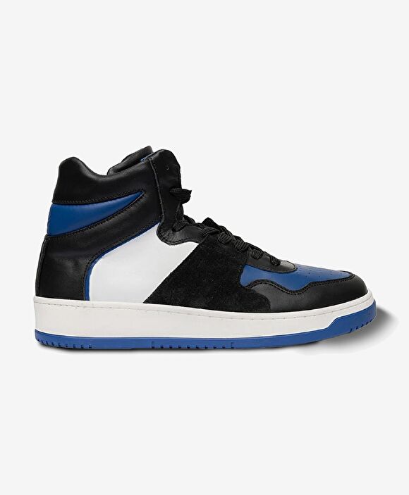Erkek Siyah Mavi Beyaz Hakiki Deri Sneaker Bot