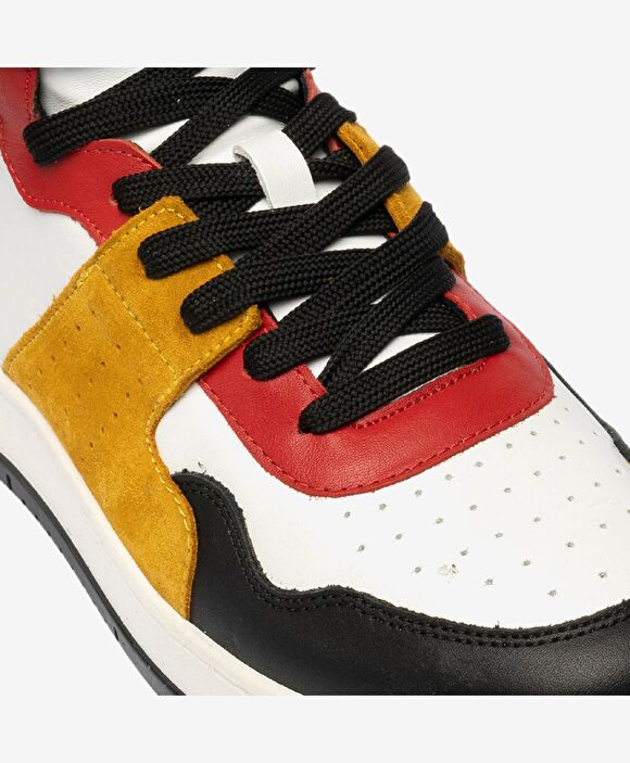 Erkek Sarı Mavi Beyaz Siyah Hakiki Deri Sneaker Bot