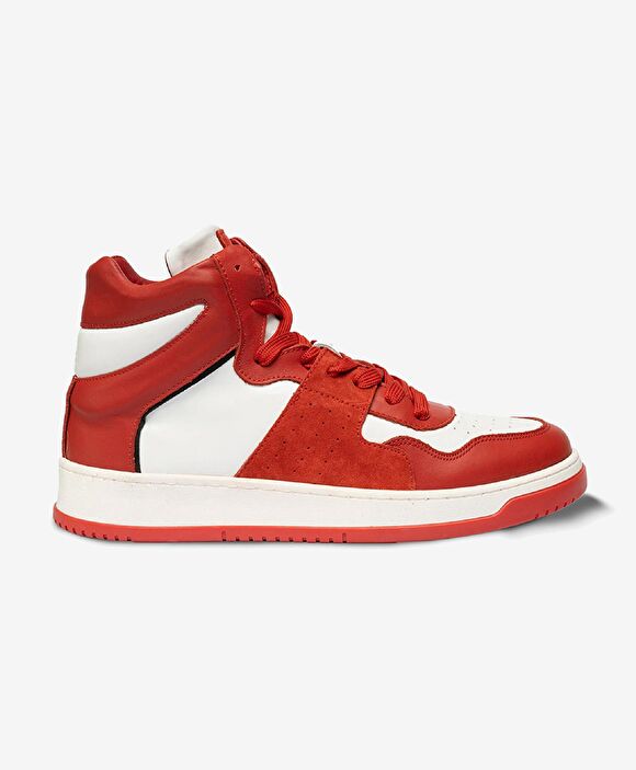 Erkek Kırmızı Beyaz Hakiki Deri Sneaker Bot