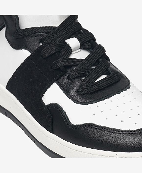 Erkek Siyah Beyaz Hakiki Deri Sneaker Bot