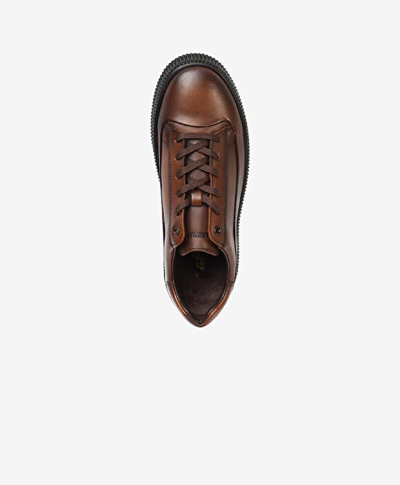 Erkek Taba Hakiki Deri Sneaker Ayakkabı