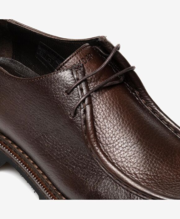 Erkek Kahverengi Hakiki Deri Oxford Ayakkabı