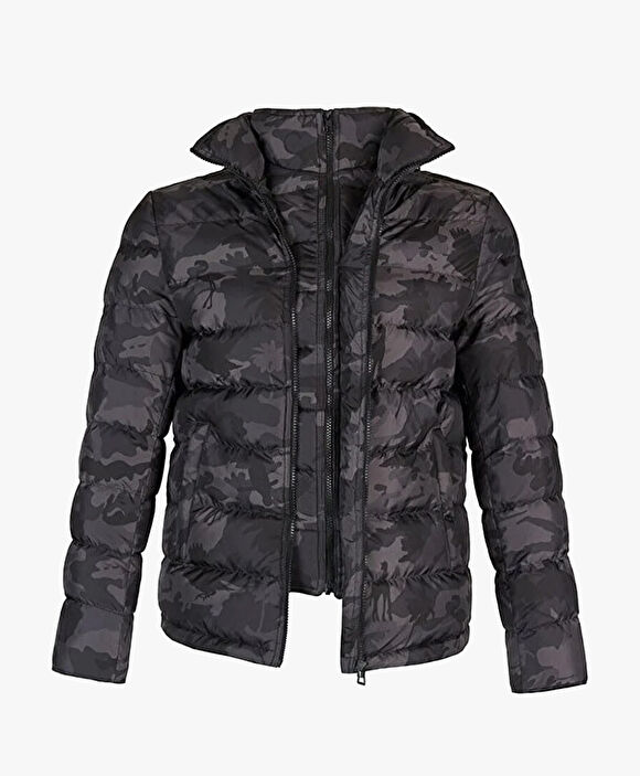 Erkek Siyah Füme Kaz Tüyü Su İtici Kamuflaj Mont