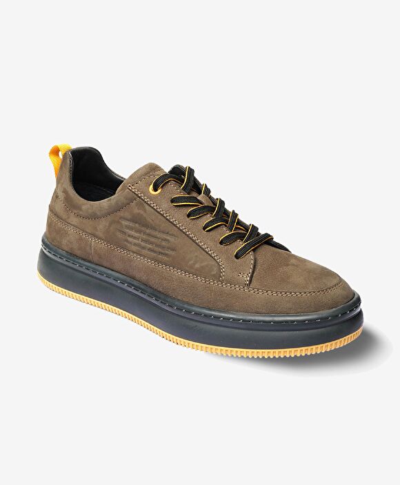 Erkek Duman Hakiki Deri Sneaker Ayakkabı