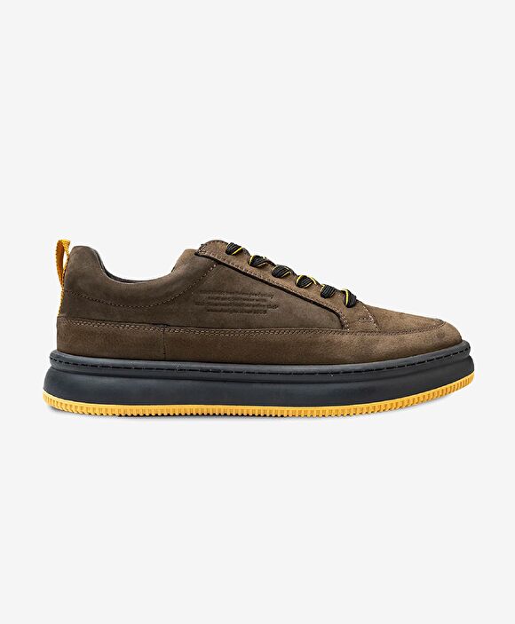 Erkek Duman Hakiki Deri Sneaker Ayakkabı