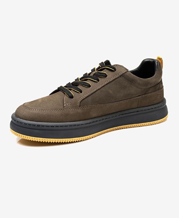 Erkek Duman Hakiki Deri Sneaker Ayakkabı