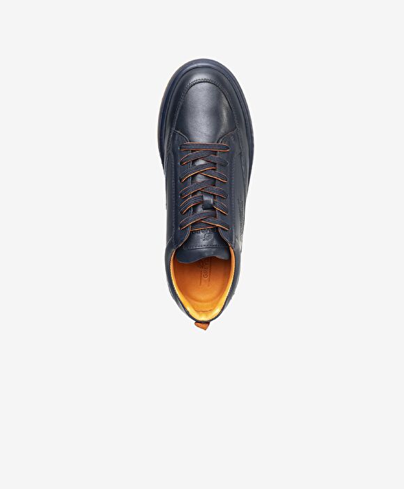 Erkek Lacivert Hakiki Deri Sneaker Ayakkabı