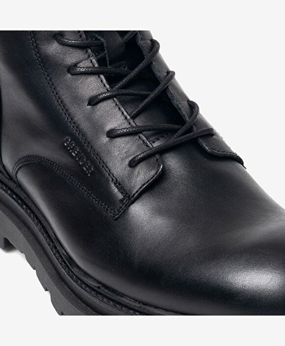 Erkek Siyah Hakiki Deri Military Bot