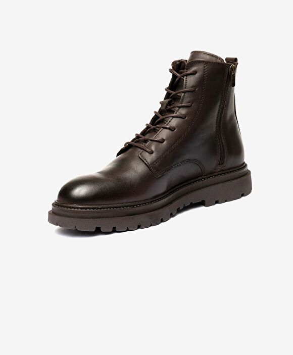 Erkek kahverengi Hakiki Deri Military Bot