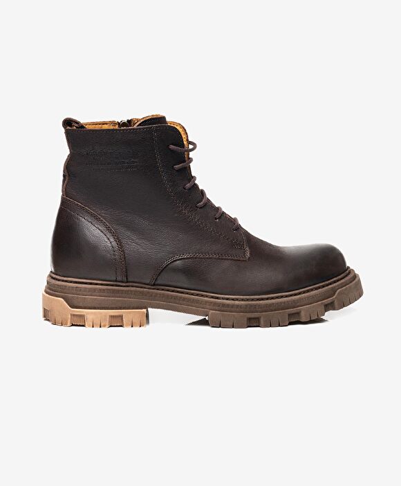 Erkek kahverengi Hakiki Deri Military Bot