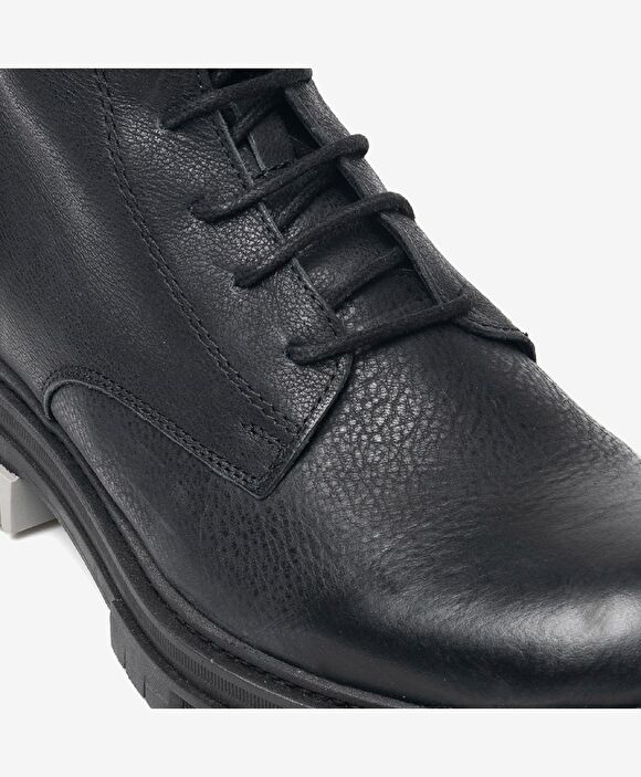 Erkek Siyah Hakiki Deri Military Bot