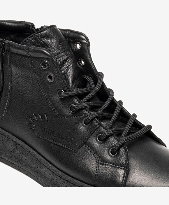 Erkek Siyah Hakiki Deri Sneaker Bot