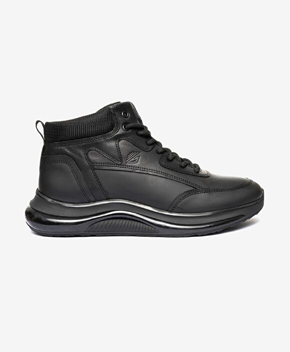 Erkek Siyah Hakiki Deri Sneaker Bot