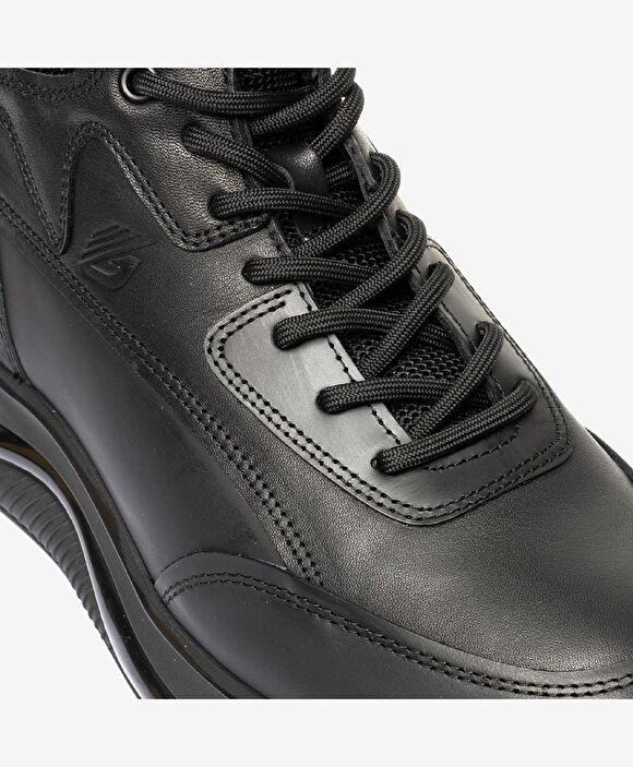 Erkek Siyah Hakiki Deri Sneaker Bot