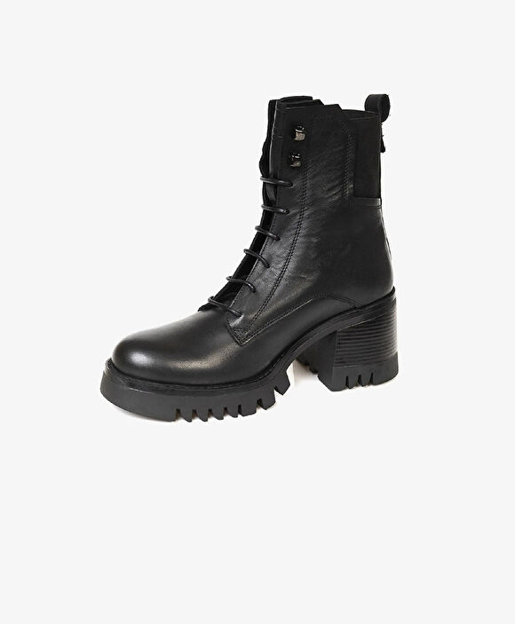 Kadın Siyah Hakiki Deri Military Bot
