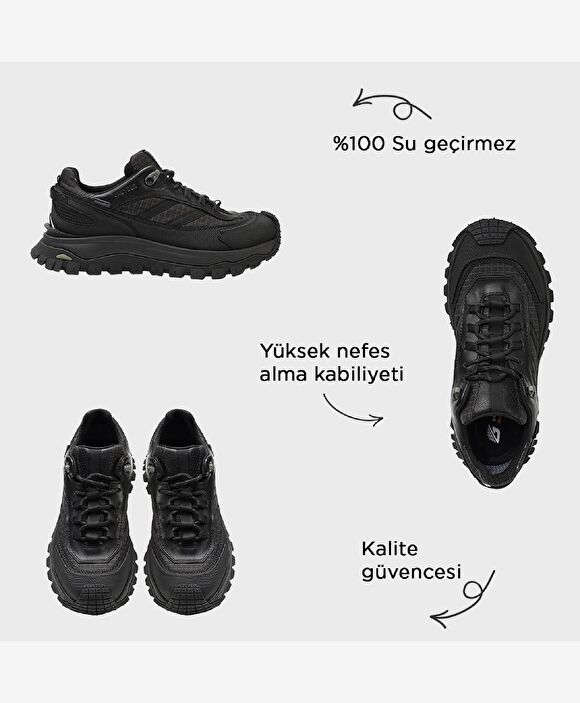 Siyah Gri Su Geçirmez Ayakkabı