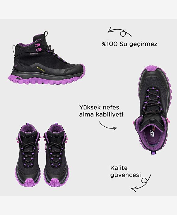 Kadın Siyah Mor Su Geçirmez Outdoor Bot