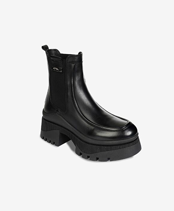 Kadın Siyah Hakiki Deri Memory Foam Taban Chelsea Bot