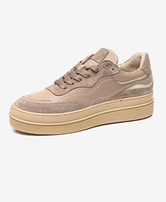 Kadın Açık Vizon Hakiki Deri Sneaker Ayakkabı