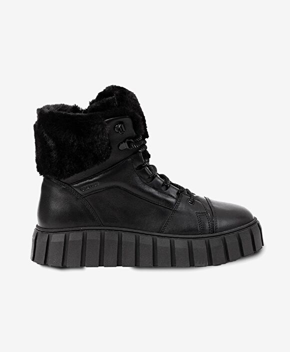 Kadın Siyah Hakiki Deri Memory Foam Taban Sneaker Bot