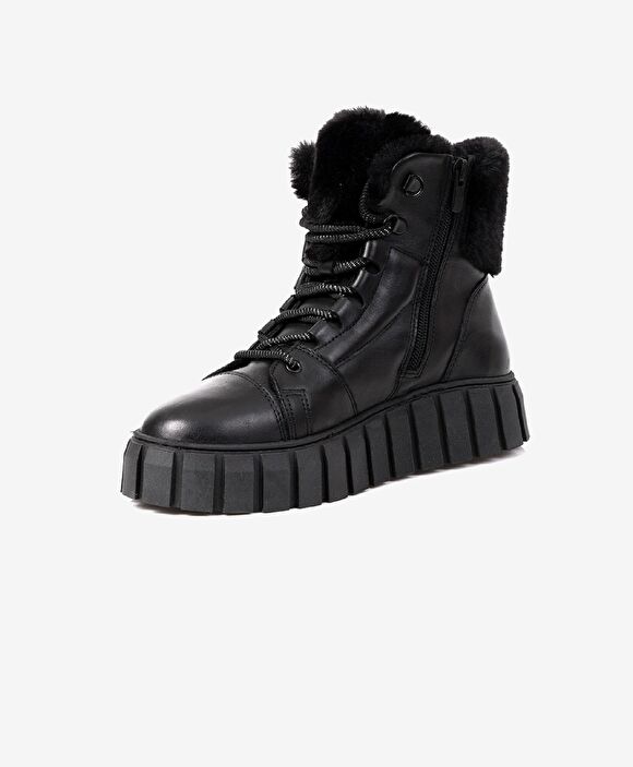 Kadın Siyah Hakiki Deri Memory Foam Taban Sneaker Bot