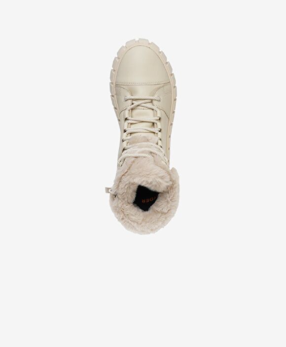 Kadın Ekru Hakiki Deri Sneaker Bot
