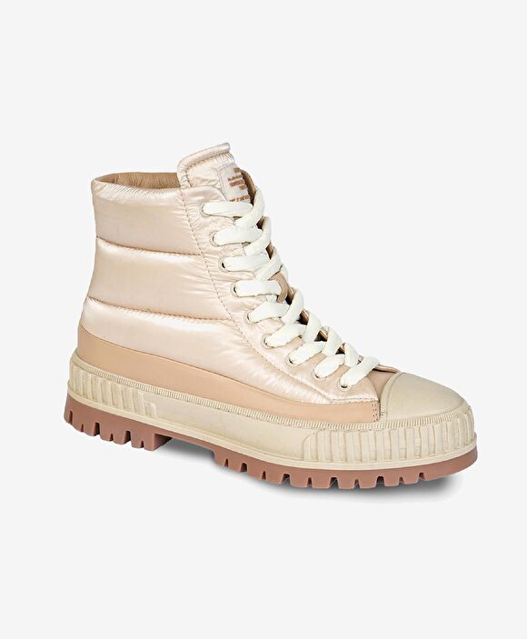 Kadın Ekru Hakiki Deri Sneaker Bot