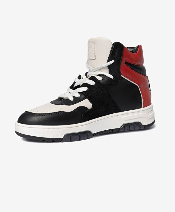 Kadın Beyaz Siyah Hakiki Deri Sneaker Bot