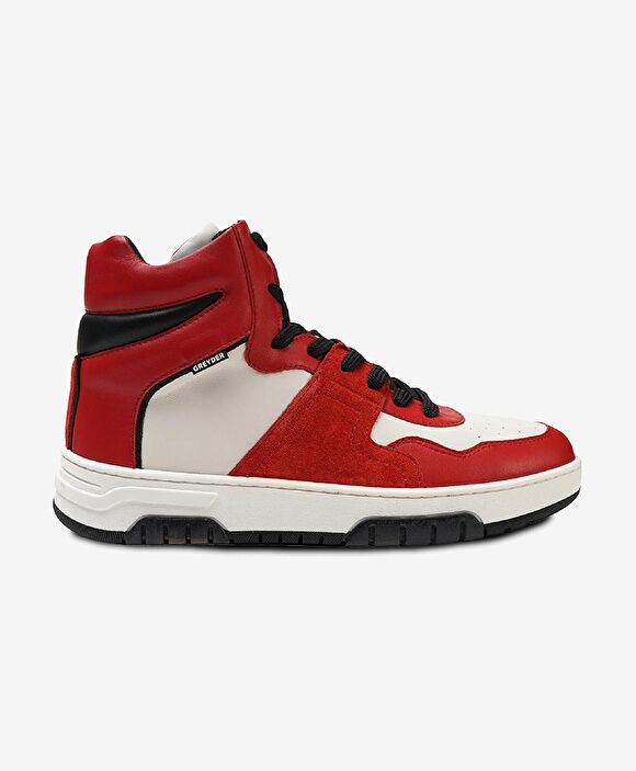 Kadın Beyaz Kırmızı Hakiki Deri Sneaker Bot