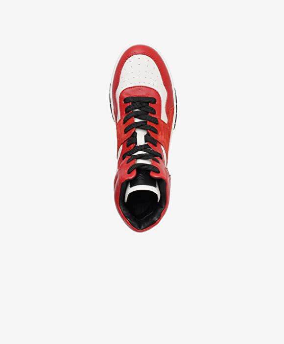 Kadın Beyaz Kırmızı Hakiki Deri Sneaker Bot