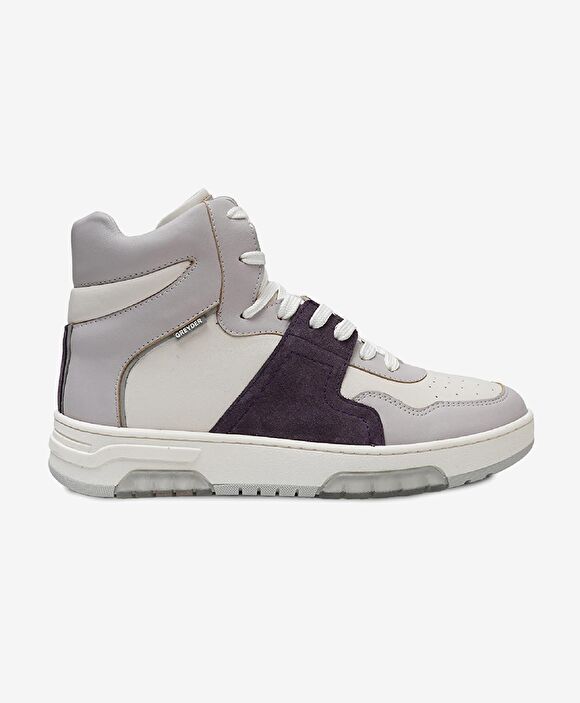 Kadın Beyaz Lila Hakiki Deri Sneaker Bot