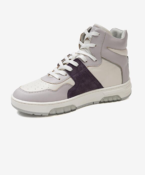Kadın Beyaz Lila Hakiki Deri Sneaker Bot