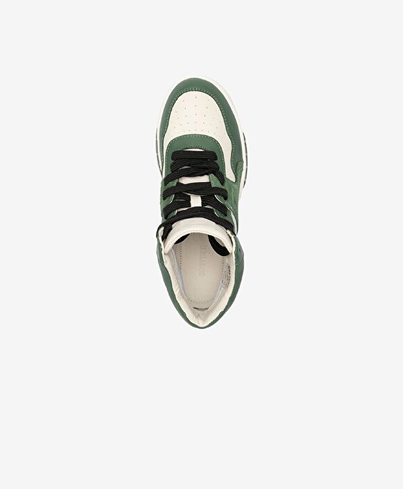 Kadın Beyaz Haki Hakiki Deri Sneaker Bot