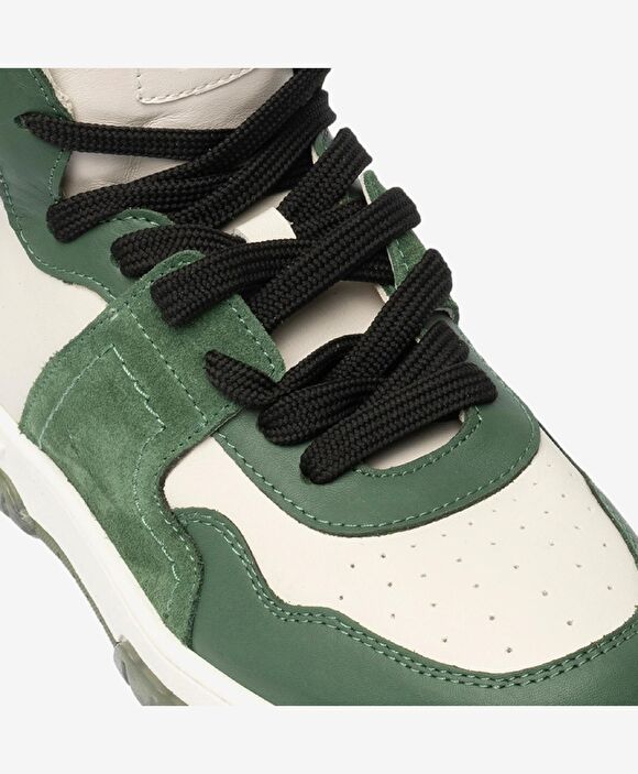 Kadın Beyaz Haki Hakiki Deri Sneaker Bot