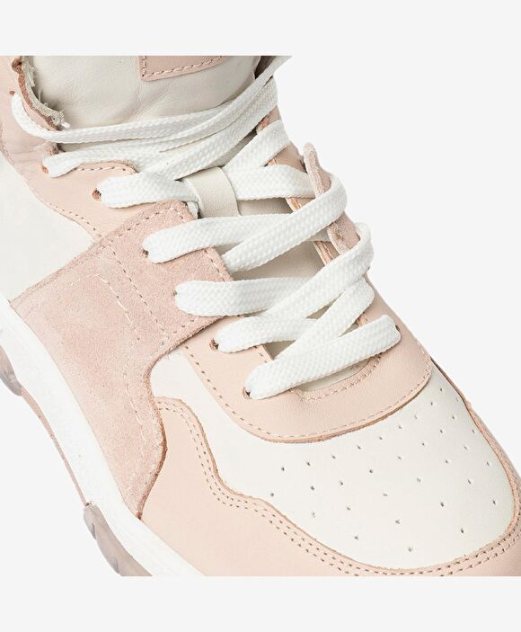 Kadın Beyaz Pudra Hakiki Deri Sneaker Bot