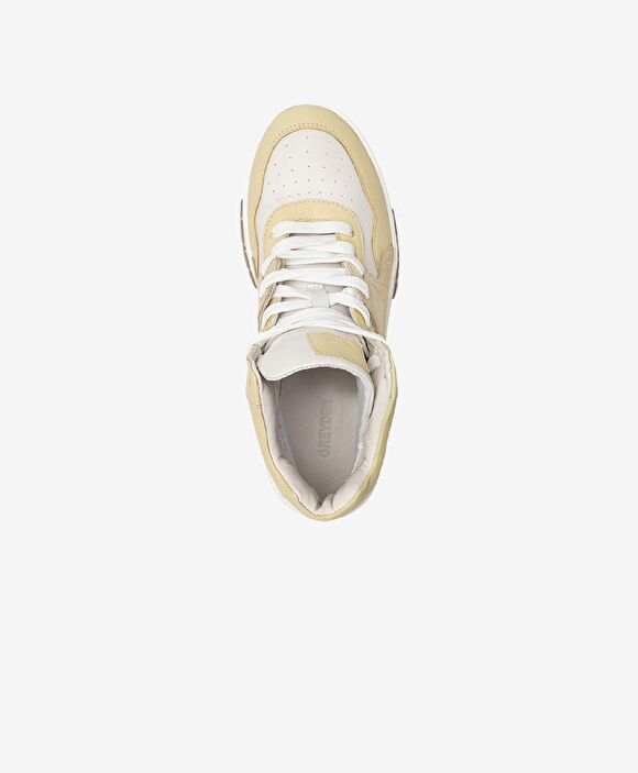 Kadın Beyaz Sarı Hakiki Deri Sneaker Bot