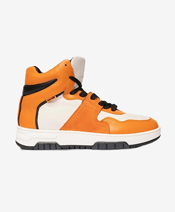 Kadın Beyaz Oranj Yeşili Hakiki Deri Sneaker Bot