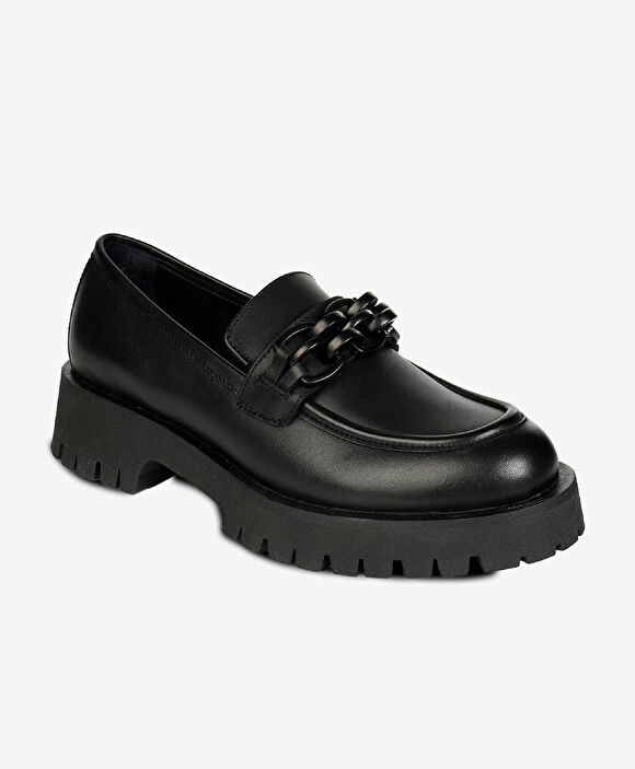 Kadın Siyah Deri Hakiki Deri Eva Taban Loafer Ayakkabı