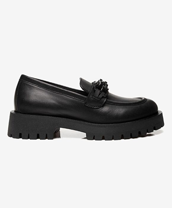 Kadın Siyah Deri Hakiki Deri Eva Taban Loafer Ayakkabı