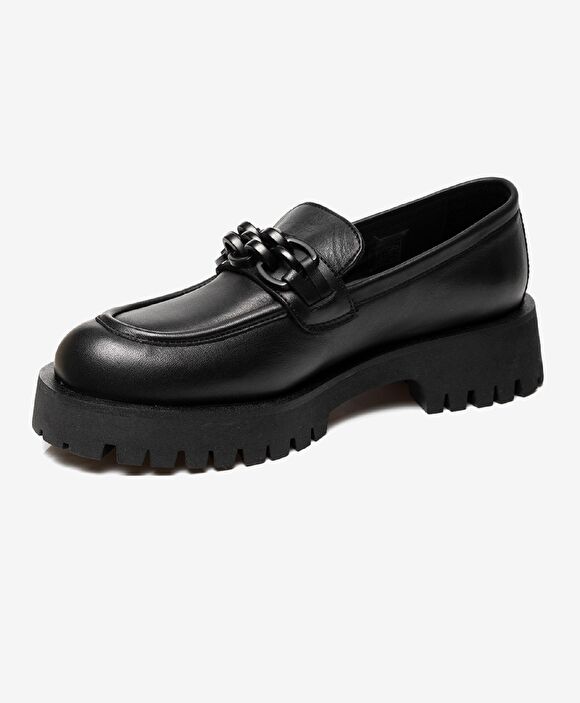 Kadın Siyah Deri Hakiki Deri Eva Taban Loafer Ayakkabı
